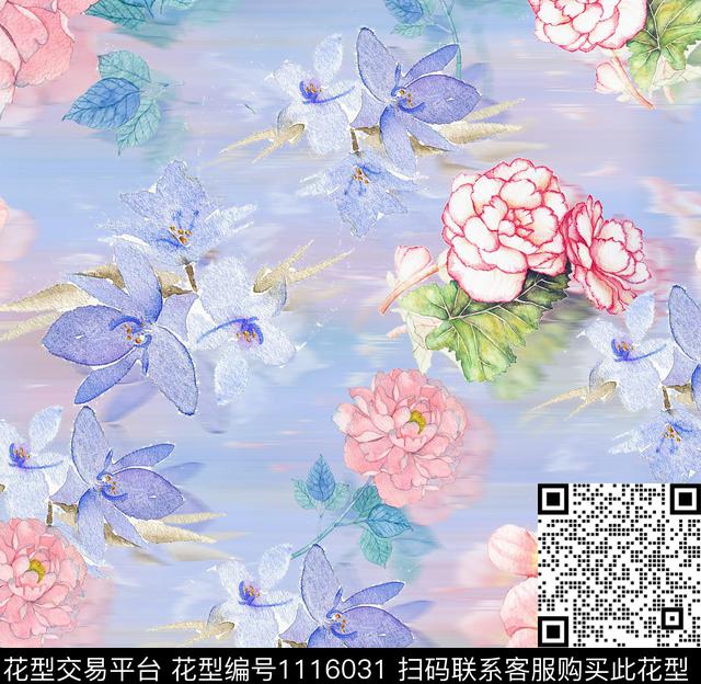 女203-3.jpg - 1116031 - 数码花型 手绘花卉 花卉 - 数码印花花型 － 女装花型设计 － 瓦栏
