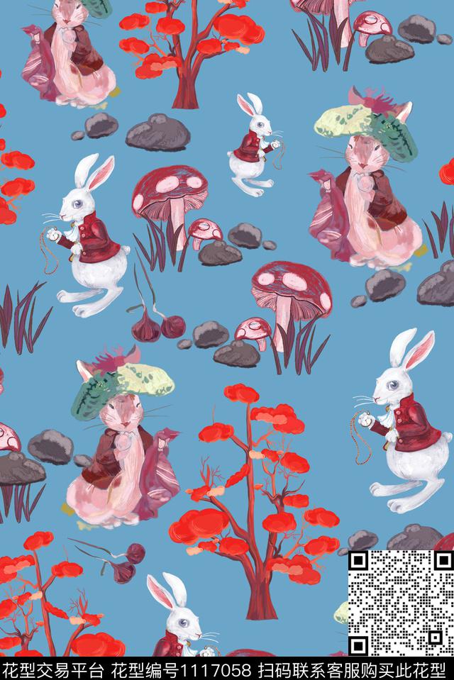 18054-1.jpg - 1117058 - 女装 蘑菇 石头 - 数码印花花型 － 女装花型设计 － 瓦栏