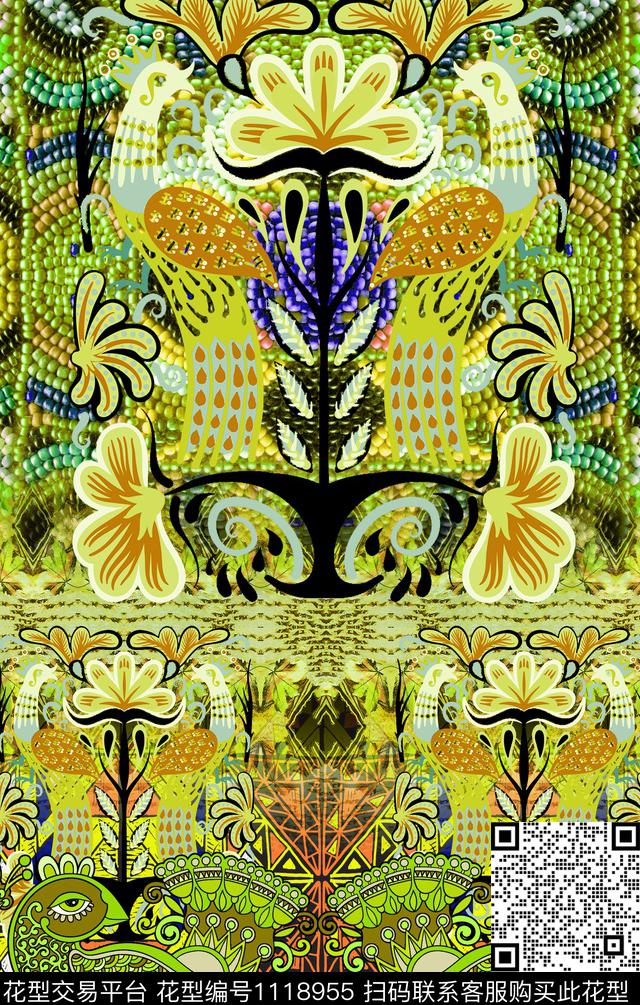 p-425.jpg - 1118955 - 民族风 数码花型 花卉 - 数码印花花型 － 女装花型设计 － 瓦栏