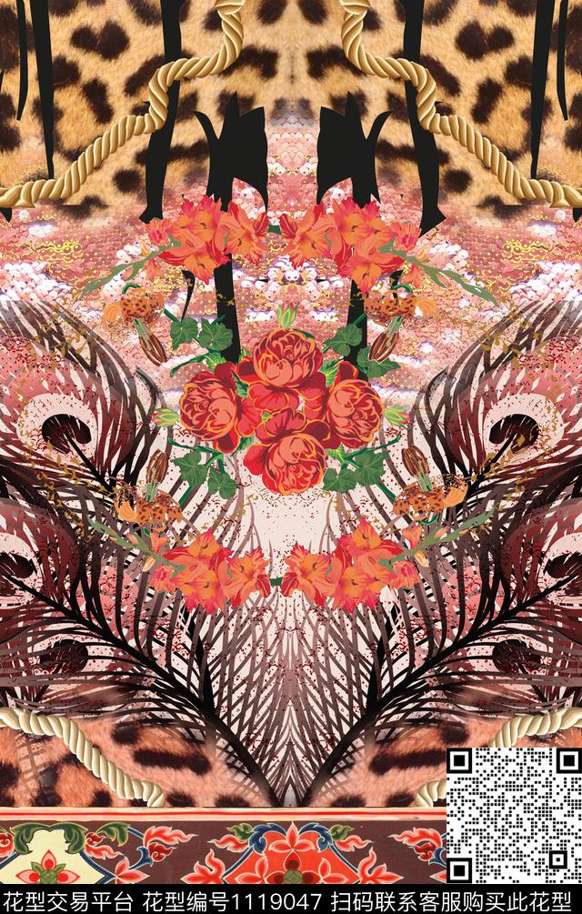 p-449.jpg - 1119047 - 数码花型 豹纹 花卉 - 数码印花花型 － 女装花型设计 － 瓦栏