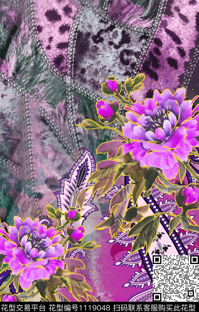 p-457.jpg - 1119048 - 数码花型 豹纹 花卉 - 数码印花花型 － 女装花型设计 － 瓦栏