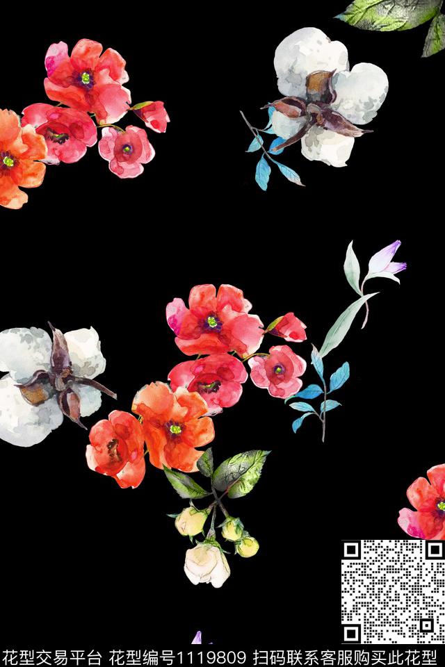 602.jpg - 1119809 - 花卉 数码花型 满版散花 - 数码印花花型 － 女装花型设计 － 瓦栏