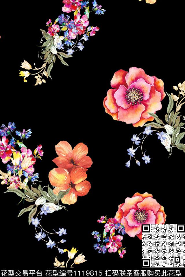 608.jpg - 1119815 - 花卉 数码花型 满版散花 - 数码印花花型 － 女装花型设计 － 瓦栏