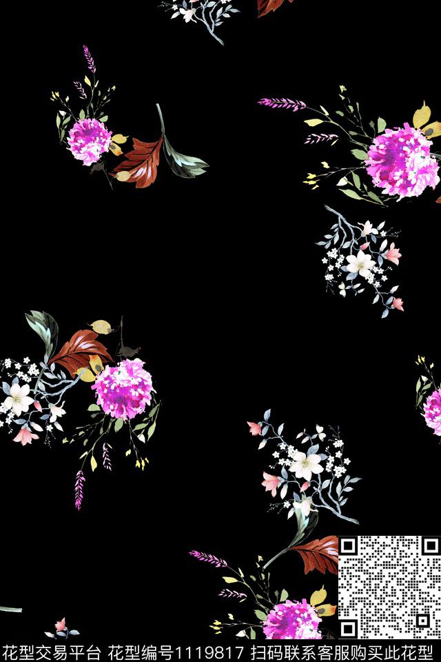 610.jpg - 1119817 - 花卉 数码花型 满版散花 - 数码印花花型 － 女装花型设计 － 瓦栏