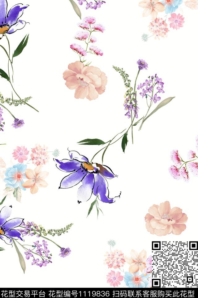 WL (1).jpg - 1119836 - 手绘花卉 数码花型 小碎花 - 数码印花花型 － 女装花型设计 － 瓦栏