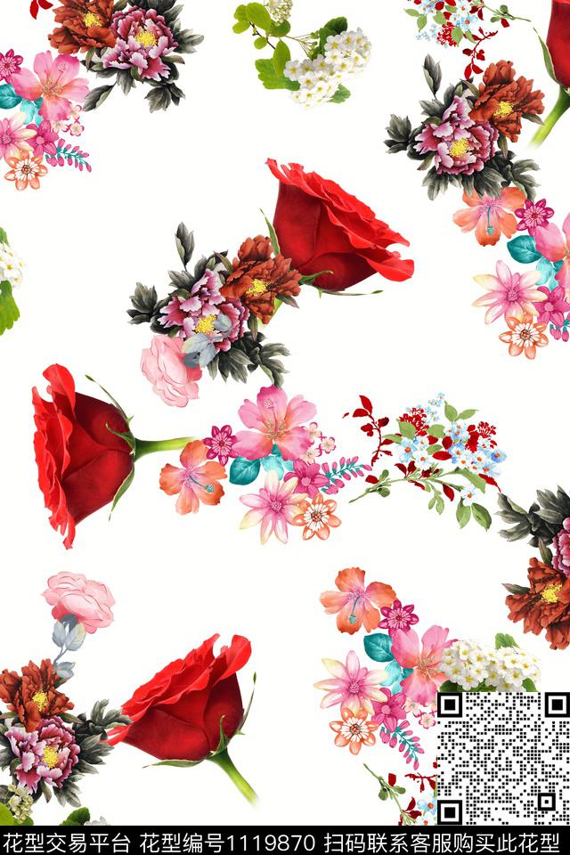 MH0092223.jpg - 1119870 - 花卉 数码花型 植物 - 数码印花花型 － 女装花型设计 － 瓦栏