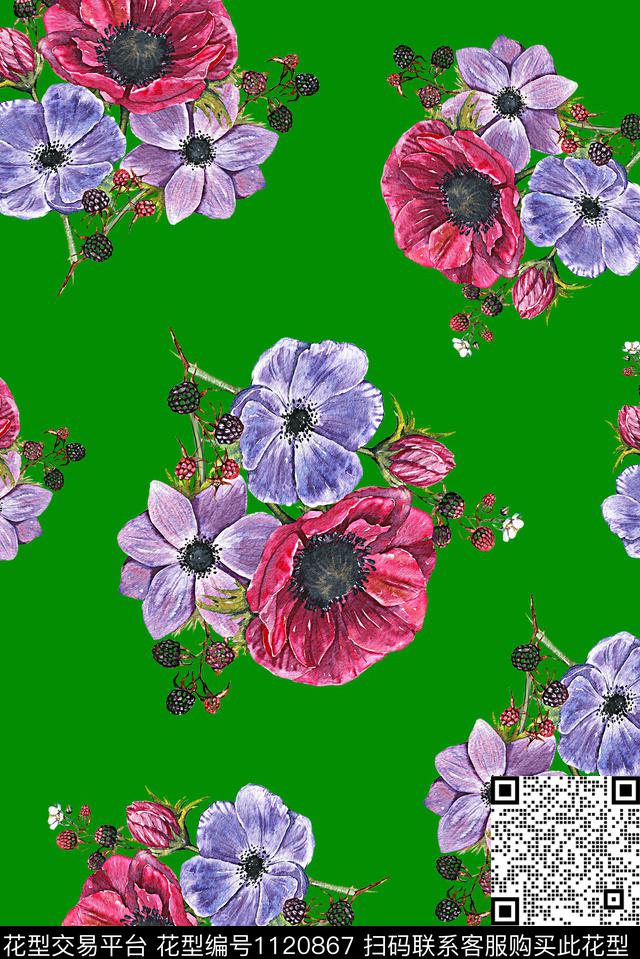 18060-1.jpg - 1120867 - 女装 手绘花卉 大花 - 数码印花花型 － 女装花型设计 － 瓦栏