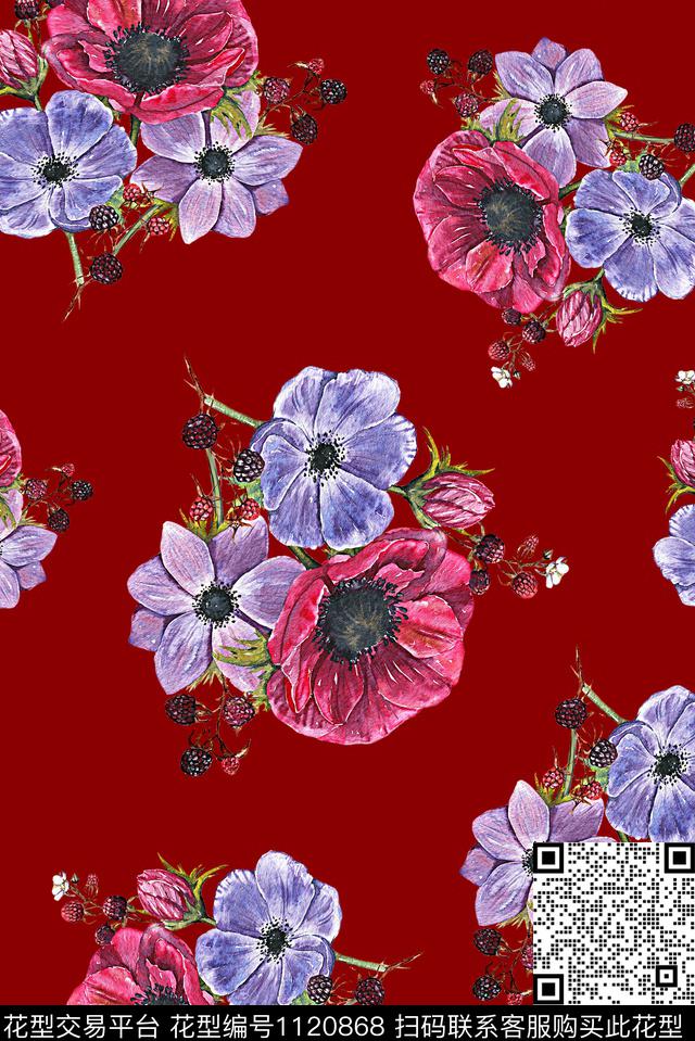 18060-2.jpg - 1120868 - 女装 手绘花卉 大花 - 数码印花花型 － 女装花型设计 － 瓦栏