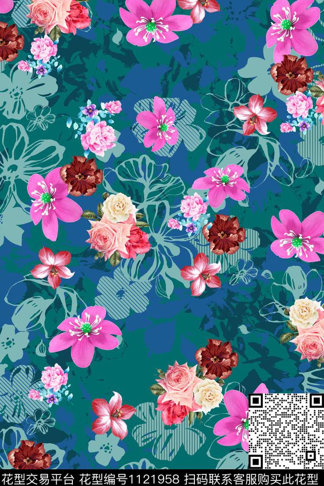 瓦 (1).jpg - 1121958 - 数码花型 花卉 满版散花 - 数码印花花型 － 女装花型设计 － 瓦栏