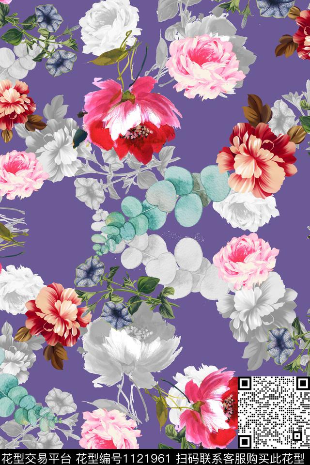 瓦 (2).jpg - 1121961 - 数码花型 花卉 满版散花 - 数码印花花型 － 女装花型设计 － 瓦栏