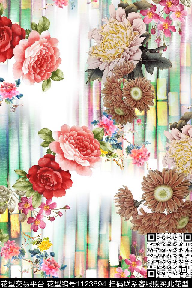 MH0121320.jpg - 1123694 - 数码花型 花卉 植物 - 数码印花花型 － 女装花型设计 － 瓦栏