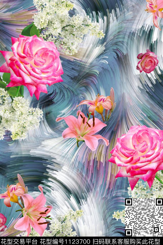 MH0121324.jpg - 1123700 - 抽象 数码花型 花卉 - 数码印花花型 － 女装花型设计 － 瓦栏