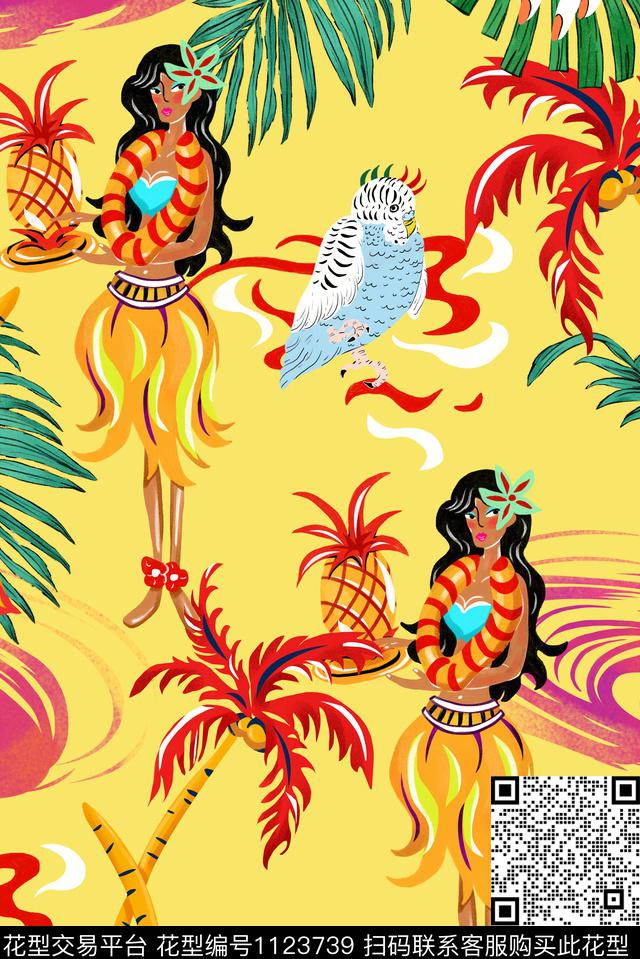 热威夷2a.jpg - 1123739 - 热带花型 动物 大牌风 - 传统印花花型 － 女装花型设计 － 瓦栏