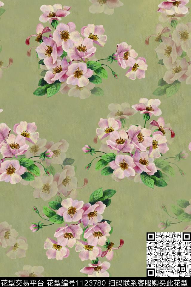 桃花卉-分层.jpg - 1123780 - 几何 花卉 1/2接 - 数码印花花型 － 女装花型设计 － 瓦栏