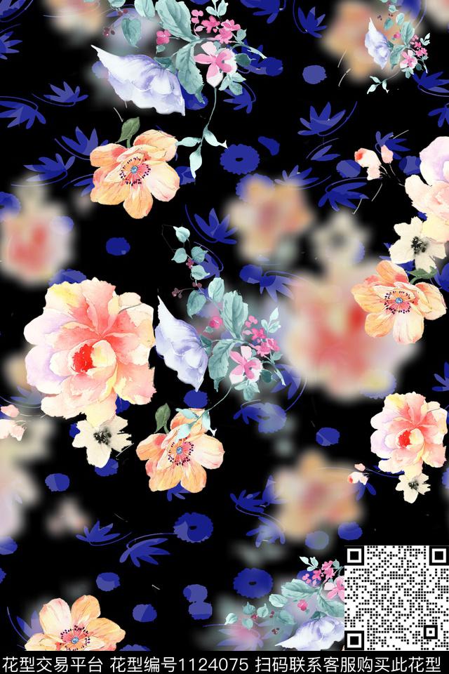 698.jpg - 1124075 - 数码花型 花卉 满版散花 - 数码印花花型 － 女装花型设计 － 瓦栏