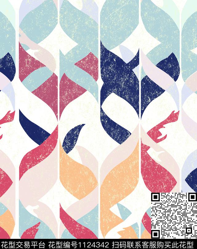 1-9源文件.jpg - 1124342 - 几何 创意 日式和风配色 - 数码印花花型 － 女装花型设计 － 瓦栏