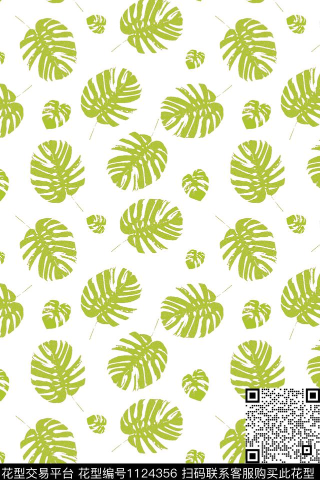 黄叶子.jpg - 1124356 - 文艺 植物 热带花型 - 数码印花花型 － 女装花型设计 － 瓦栏
