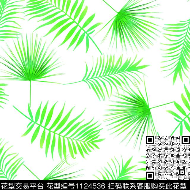 18092603-1.jpg - 1124536 - 数码花型 热带花型 绿植树叶 - 数码印花花型 － 女装花型设计 － 瓦栏