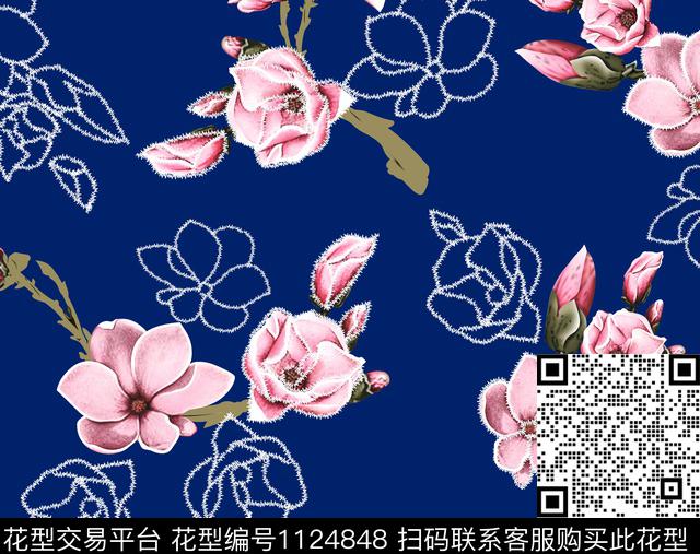 8092701.jpg - 1124848 - 数码花型 花卉 大牌风 - 数码印花花型 － 女装花型设计 － 瓦栏