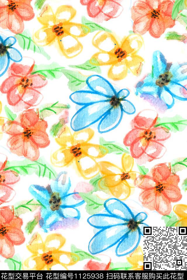 2018-9-29.jpg - 1125938 - 花卉 抽象 水彩花卉 - 数码印花花型 － 女装花型设计 － 瓦栏