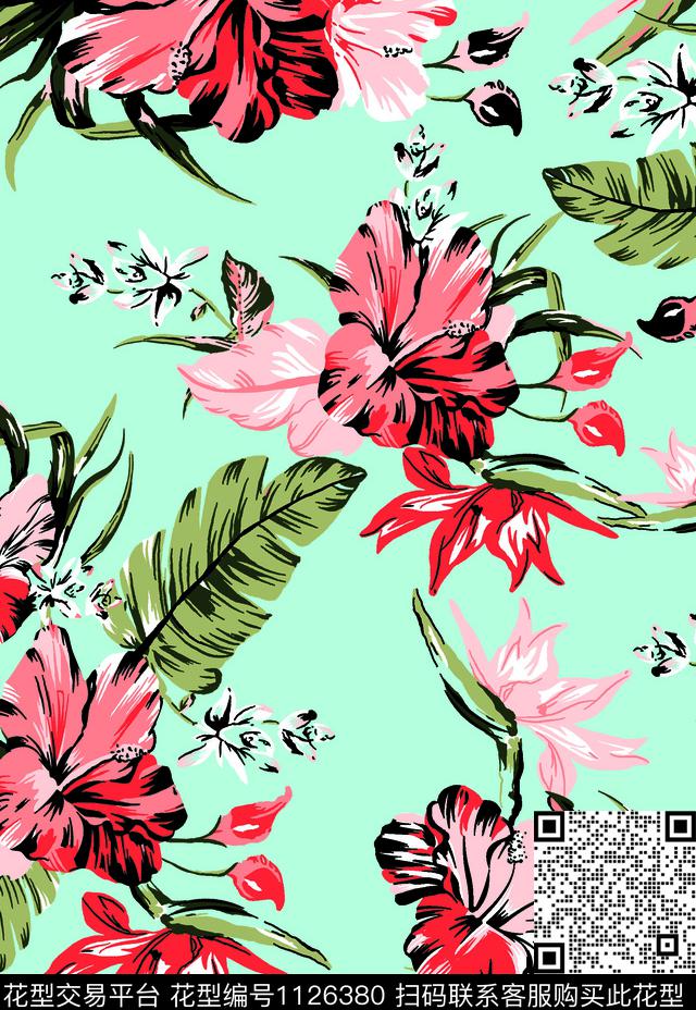 1825-兰花叶.jpg - 1126380 - 女装 数码花型 植物 - 数码印花花型 － 泳装花型设计 － 瓦栏