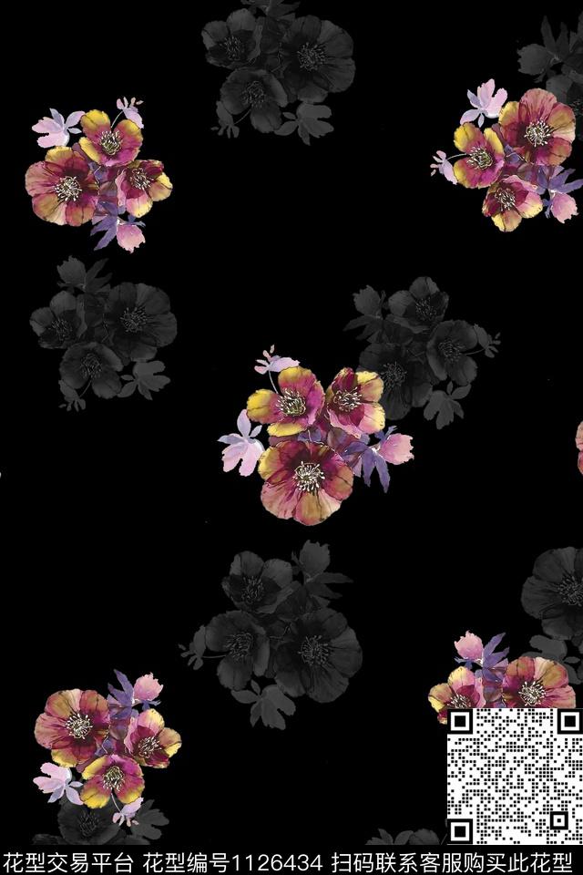 A181006.jpg - 1126434 - 数码花型 黑底花卉 民族风 - 数码印花花型 － 女装花型设计 － 瓦栏