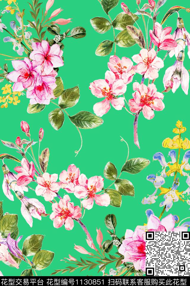 181014A-1.jpg - 1130851 - 数码花型 女装 花卉 - 数码印花花型 － 女装花型设计 － 瓦栏