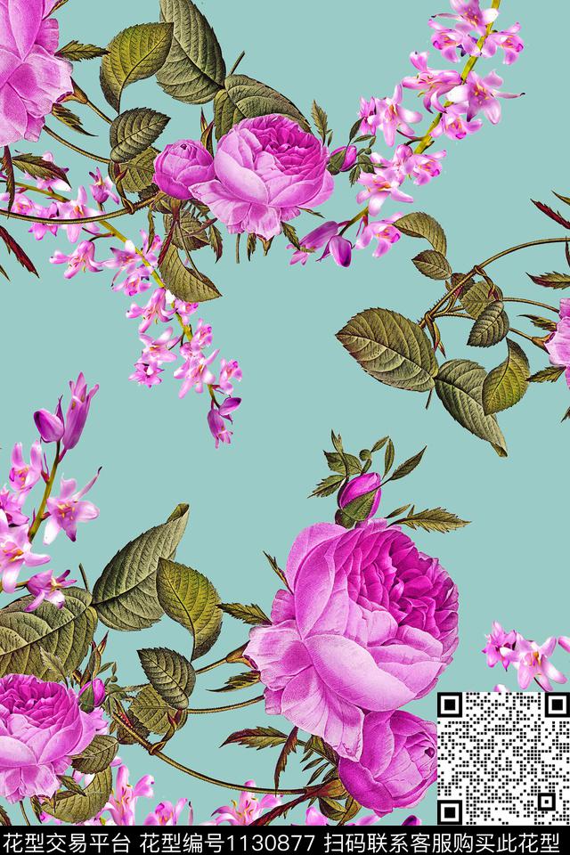 1810149-1.jpg - 1130877 - 数码花型 女装 花卉 - 数码印花花型 － 女装花型设计 － 瓦栏