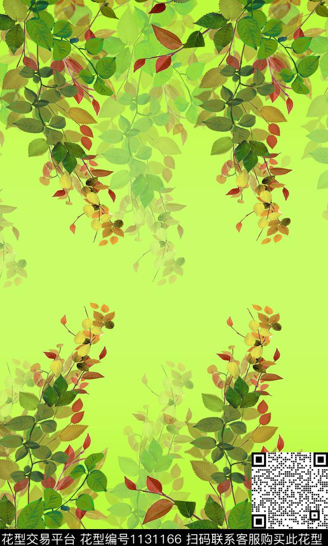 Y17M392-1.jpg - 1131166 - 定位花 雪纺 绿植树叶 - 数码印花花型 － 女装花型设计 － 瓦栏
