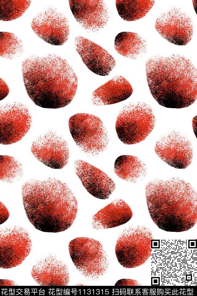 红黑鹅卵石.jpg - 1131315 - 抽象 几何 文艺 - 数码印花花型 － 女装花型设计 － 瓦栏
