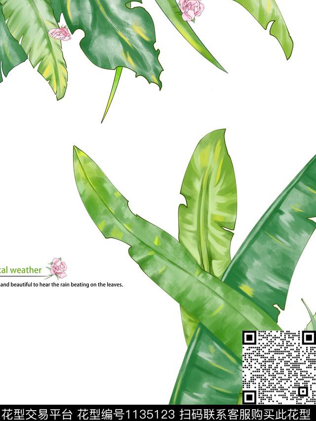 Untitled.jpg - 1135123 - 绿植树叶 植物 棕榈树 - 数码印花花型 － 女装花型设计 － 瓦栏