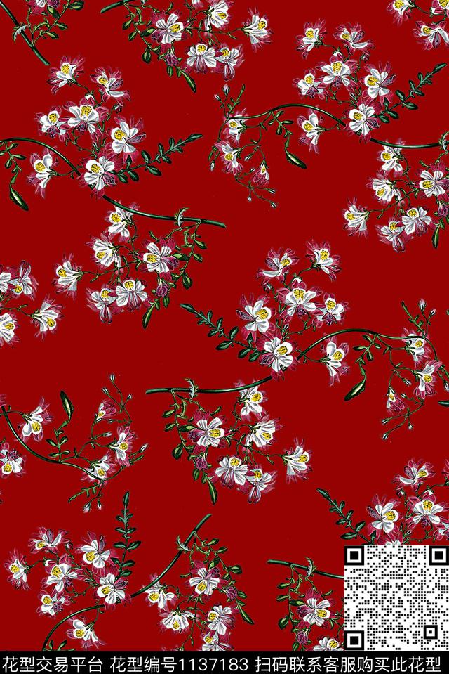 18076-1.jpg - 1137183 - 手绘花卉 女装 小碎花 - 数码印花花型 － 女装花型设计 － 瓦栏