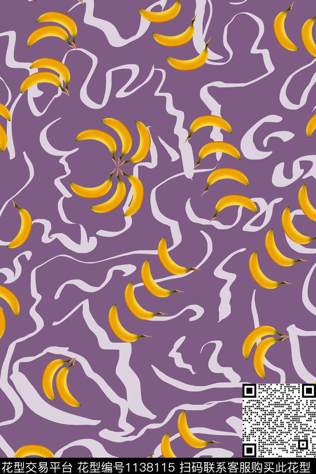 线条香蕉5.jpg - 1138115 - 数码花型 男装 抽象 - 数码印花花型 － 男装花型设计 － 瓦栏