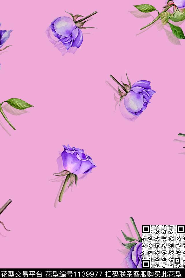 玫瑰4.jpg - 1139977 - 数码花型 女装 花卉 - 数码印花花型 － 女装花型设计 － 瓦栏