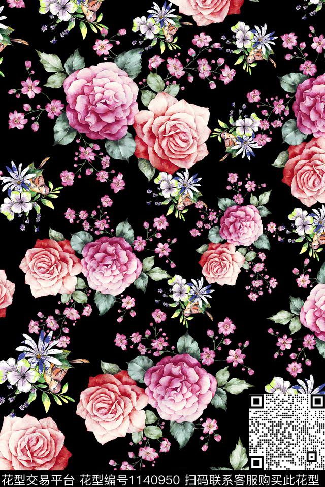 18084.jpg - 1140950 - 牡丹 女装 手绘花卉 - 数码印花花型 － 女装花型设计 － 瓦栏