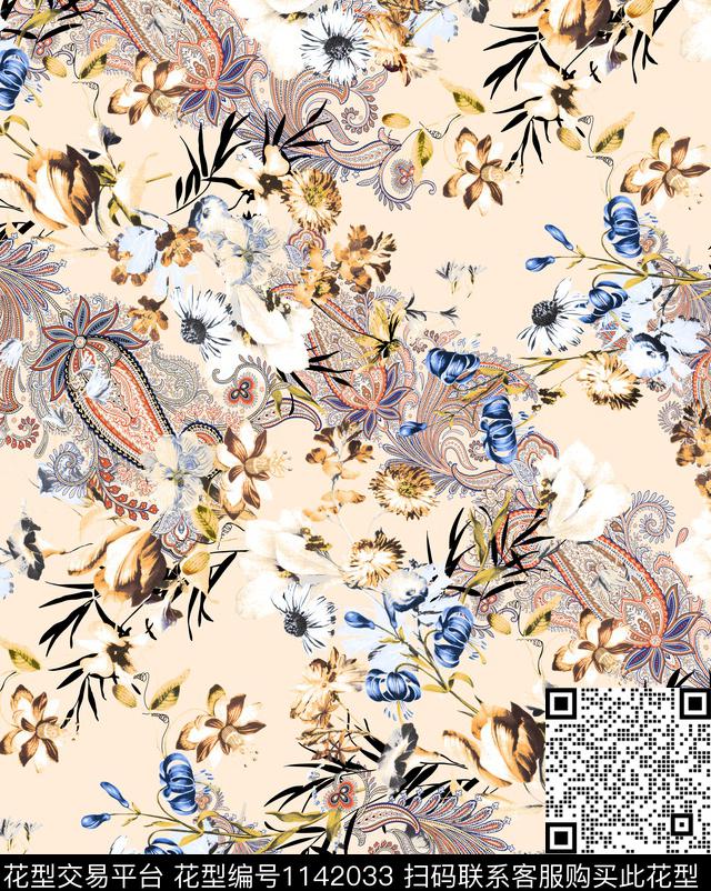 20181107-1.jpg - 1142033 - 大牌风 数码花型 花卉 - 数码印花花型 － 女装花型设计 － 瓦栏