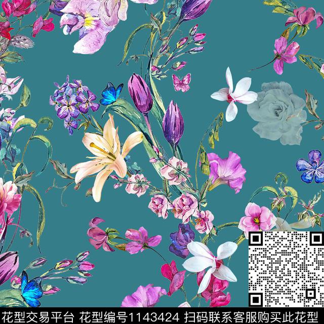 1811111-2.jpg - 1143424 - 数码花型 花卉 彩地花卉 - 数码印花花型 － 女装花型设计 － 瓦栏
