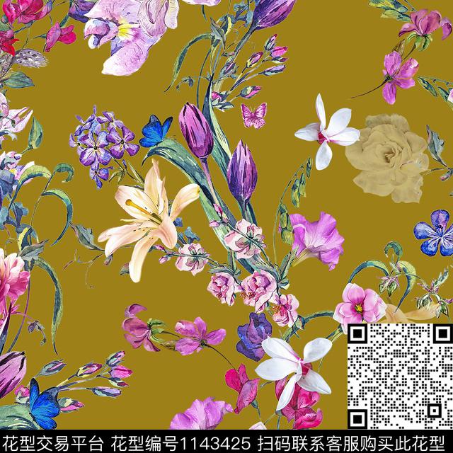 1811111-3.jpg - 1143425 - 数码花型 花卉 彩地花卉 - 数码印花花型 － 女装花型设计 － 瓦栏