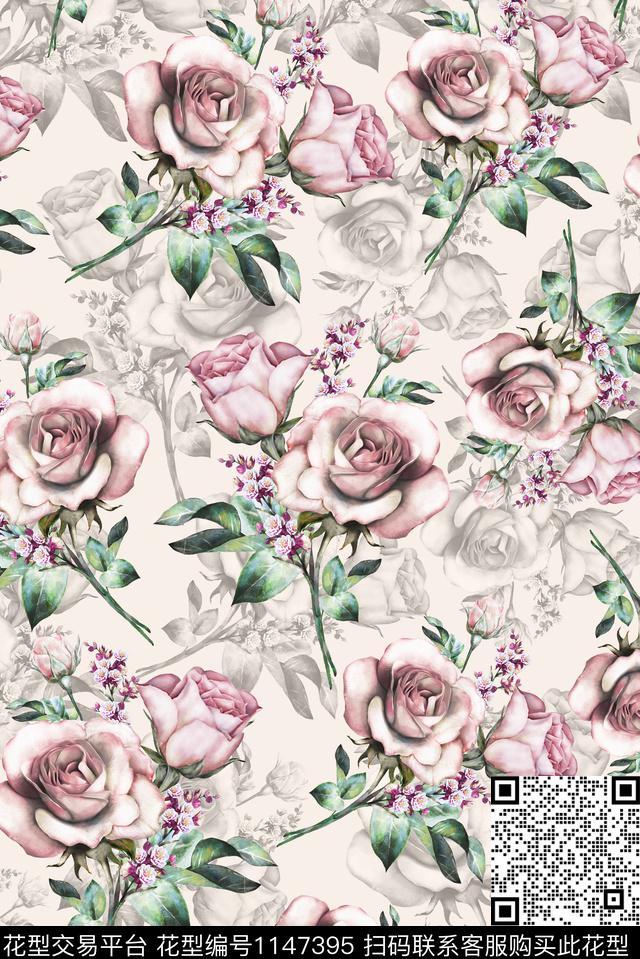 18086-1.jpg - 1147395 - 玫瑰花 手绘花卉 女装 - 数码印花花型 － 女装花型设计 － 瓦栏