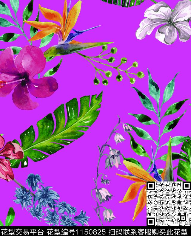 1144-6.jpg - 1150825 - 大牌风 热带花型 花卉 - 数码印花花型 － 女装花型设计 － 瓦栏