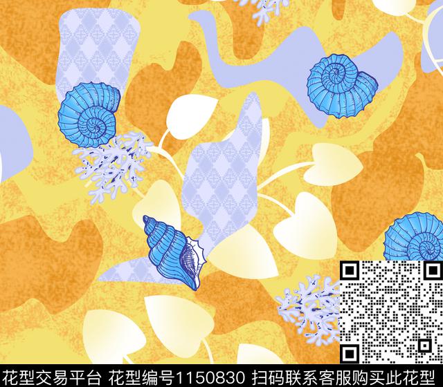 1148.jpg - 1150830 - 大牌风 贝壳花型 迷彩风格 - 传统印花花型 － 女装花型设计 － 瓦栏