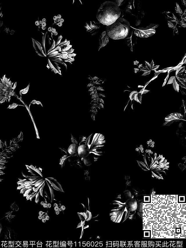 139.jpg - 1156025 - 黑白花卉底纹 花卉数码 满身花卉 - 数码印花花型 － 男装花型设计 － 瓦栏