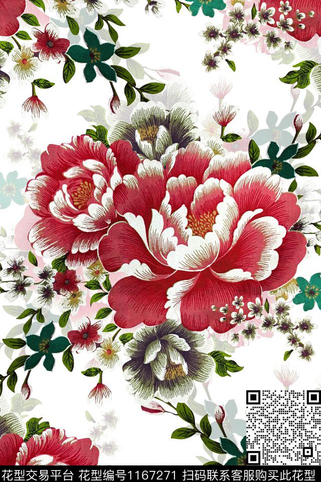 YD0007000103.jpg - 1167271 - 数码花型 线条花卉 绣花花型 - 数码印花花型 － 女装花型设计 － 瓦栏