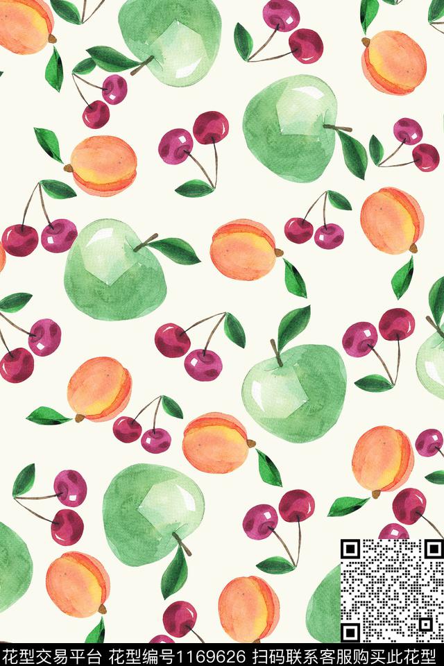 AX水果01.jpg - 1169626 - 时尚 温带水果 趣味水果 - 传统印花花型 － 女装花型设计 － 瓦栏