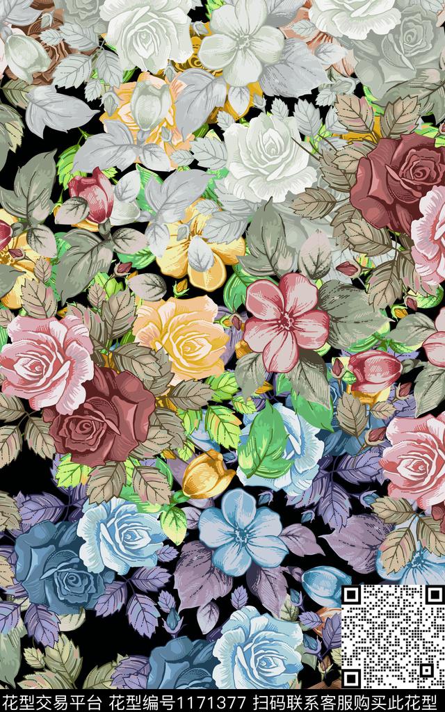 花型四号.jpg - 1171377 - 数码花型 休闲 花卉 - 数码印花花型 － 女装花型设计 － 瓦栏