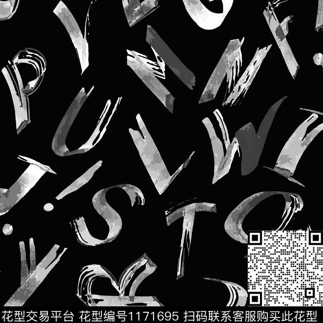 32-字母-1.jpg - 1171695 - 字母 数码花型 男装 - 传统印花花型 － 女装花型设计 － 瓦栏