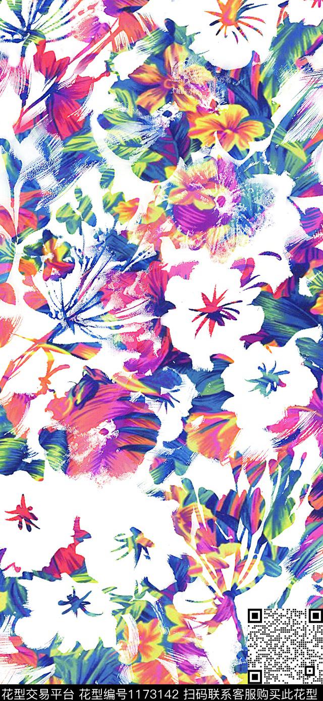 SS0043.jpg - 1173142 - 数码花型 涂鸦 水彩花卉 - 数码印花花型 － 女装花型设计 － 瓦栏