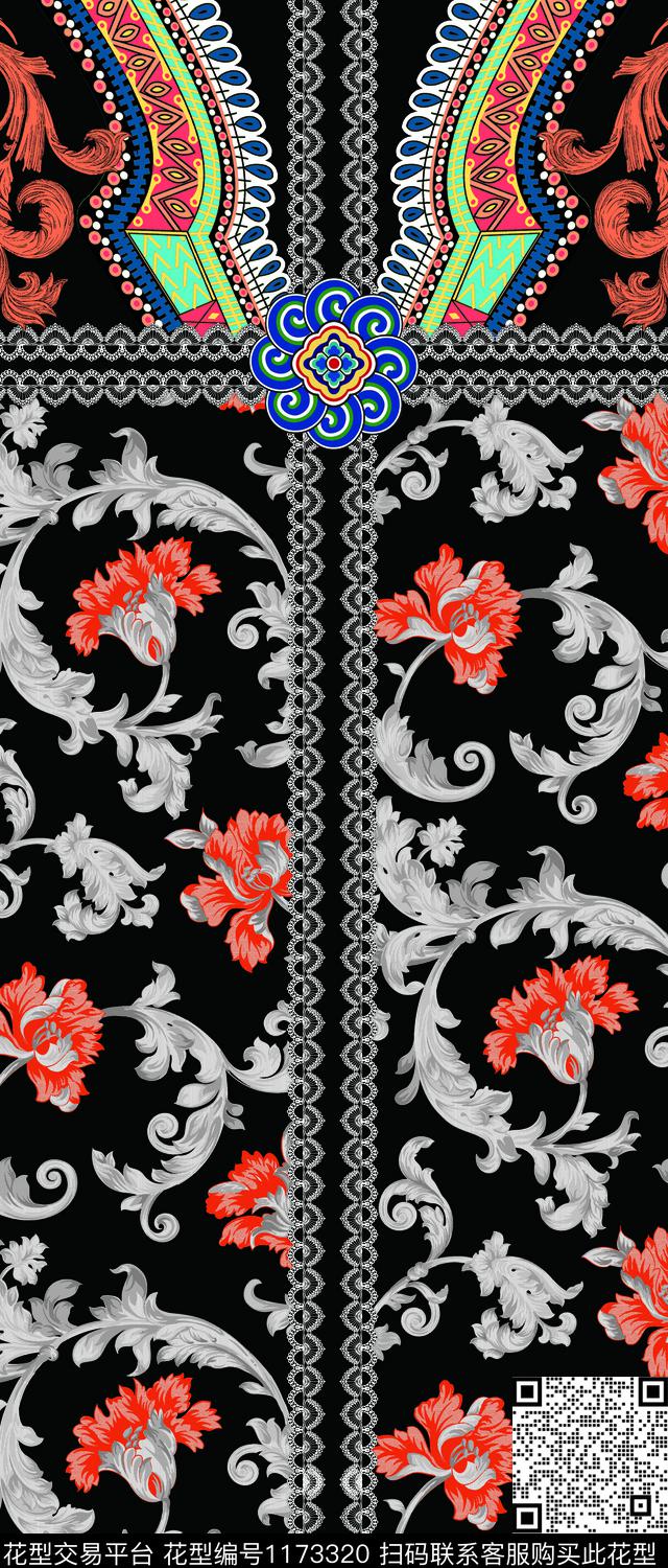 定位欧式群花 (2).jpg - 1173320 - 丝巾定位花 欧洲 卷草 - 数码印花花型 － 女装花型设计 － 瓦栏