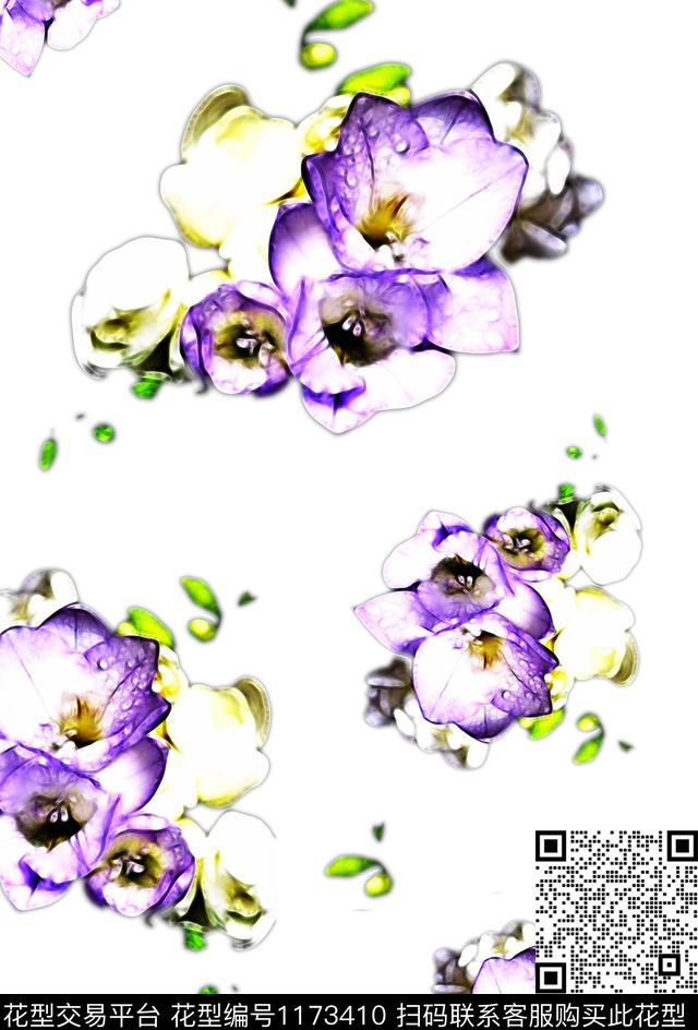 36-紫色花.jpg - 1173410 - 数码花型 温室花卉 花卉 - 数码印花花型 － 女装花型设计 － 瓦栏