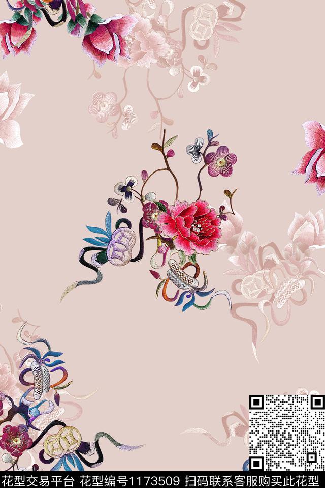 HY1-010A.jpg - 1173509 - 花卉 中老年 中国 - 数码印花花型 － 女装花型设计 － 瓦栏